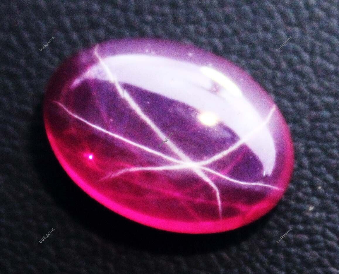 6 Rays NATURAL Red Star Ruby 8 Ct Oval Cabochon CERTIFIED Loose ...
