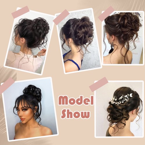 Curly Messy Bun Hair Piece Updo Thick Claw Clip in Hair Extensions Real As Human - 第 2/41 張圖片