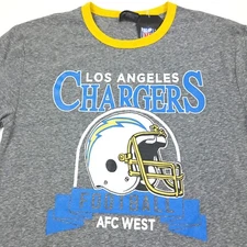 Los Angeles Chargers Backyard Ringer Tee T-Shirt in Gray Mens Size Small