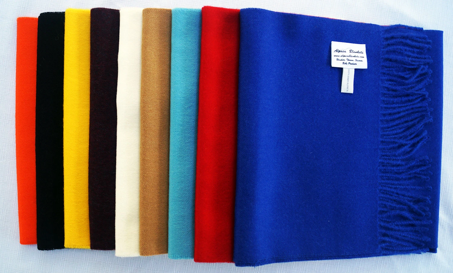 100% Baby Alpaca Scarf, Solid Weave Brushed, with "No Synthetics, All Natural