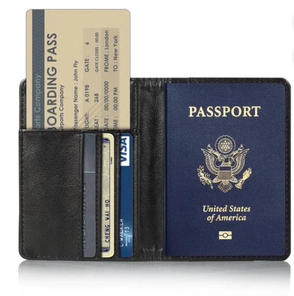 RFID-Blocking Leather Passport Holder Wallet for Secure Travel-image