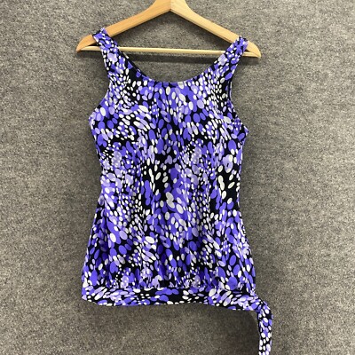 Unbranded Tank Women XL Blue Polka Dot Sleeveless Lined Wide Strap Pullover