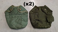 x2 Vintage US Military ALICE LC-2 Water Canteen Cover Pouch in OD / Ranger Green
