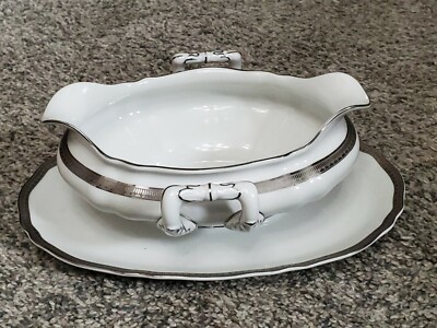 Franconia Krautheim Gravy Boat Attached Underplate Selb Bavaria Germany La Duche