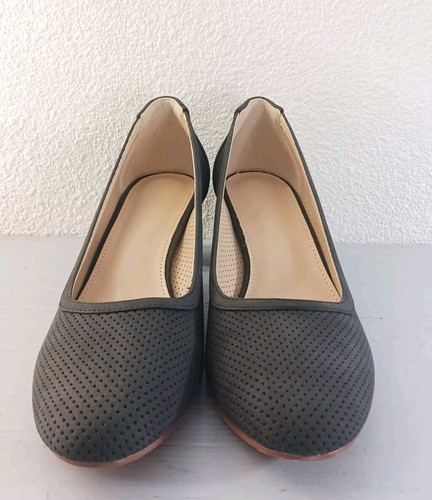 Women’s Fashion Wedge Size 9 Summer Breathable Heels Black Charcoal Black - Picture 3 of 7