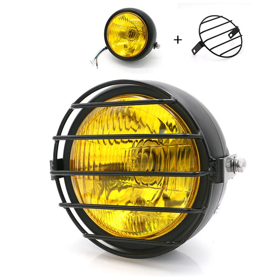 Cubierta de montaje lateral para parrilla de faros LED retro de 6,5" con soporte para café corredor motocicleta Foto 2 de 4