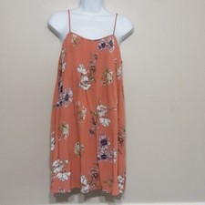 A Loves A women mini floral casual dress babydoll M orange festival romantic