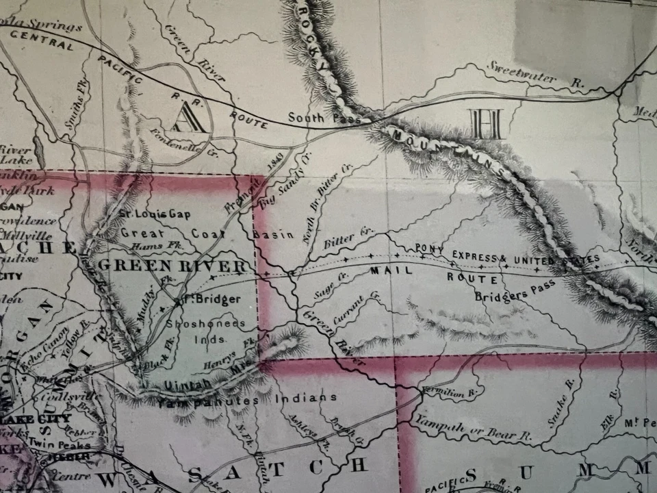 1864 Johnson's California con territorios de Utah, Nevada, Colorado, Nuevo México Foto 3 de 3