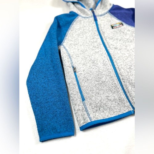 L.L. BEAN Kids Zip Fleece Hoodie Sweater 6X/7 Colorblock Retro Gray Blue Purple - Picture 7 of 12