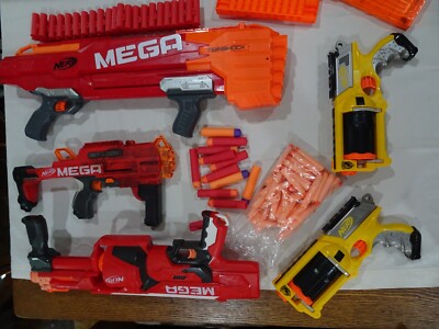 5 Nerf Guns Mega Twinshock RotoFury BullDog 2 Maverick Rev-5 w + Ammo & More