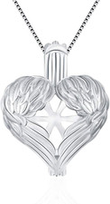 925 Sterling Silver Angel Wings Heart Cage Pendants Crafting Charm for DIY Neckl