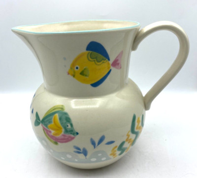 Studio Nova Ceramic Pitcher ''Barrier Reef'' Pattern Colorful Fish Beach