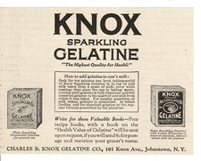 1925 KNOX Sparkling Gelatine Gelatin Vintage Print Ad