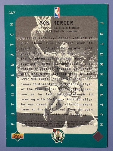 1997-98 Ron Mercer UD SP Authentic Future Watch - Picture 2 of 2