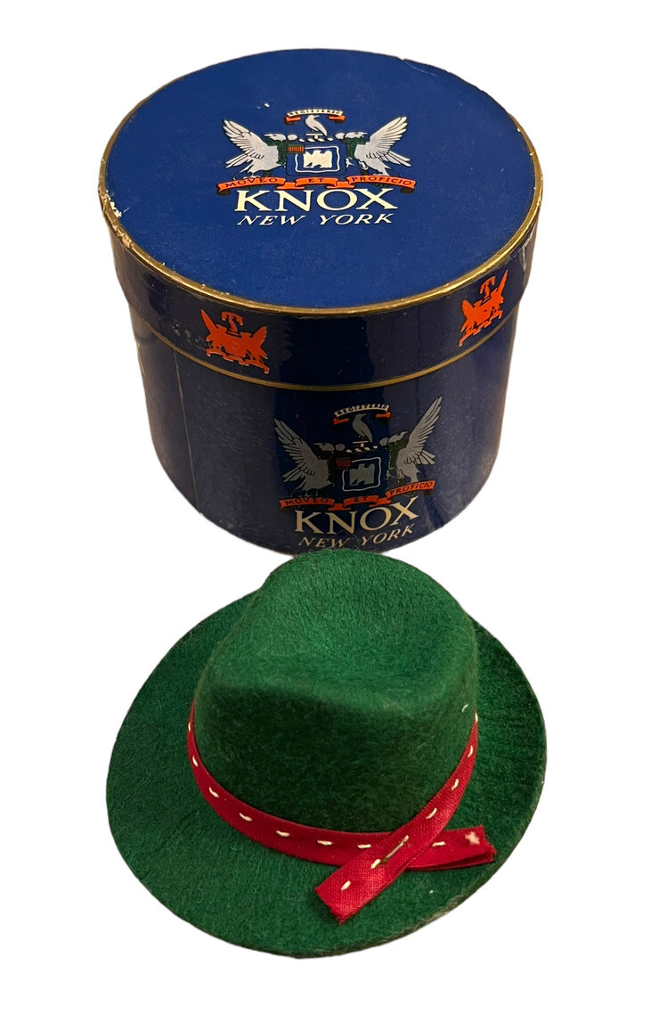 Miniature Knox New York Hat & Box Mini Green Gentleman Old Fashioned
