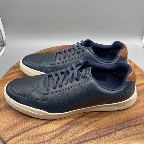 Scarpe Cole Haan Grand Crosscourt uomo 13 W pelle blu sneakers eleganti moderne - Foto 3 di 8