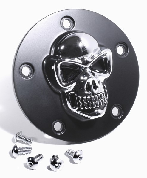 ZüNdungsdeckel Timer Point Cover Totenkopf Schwarz FüR Harley-Davidson Twin Cam-image