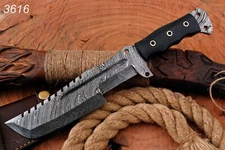 12"HANDMADE DAMASCUS STEEL KNIFE HUNTING SURVIVAL TRACKER RESCUE SKINNING BOWIE