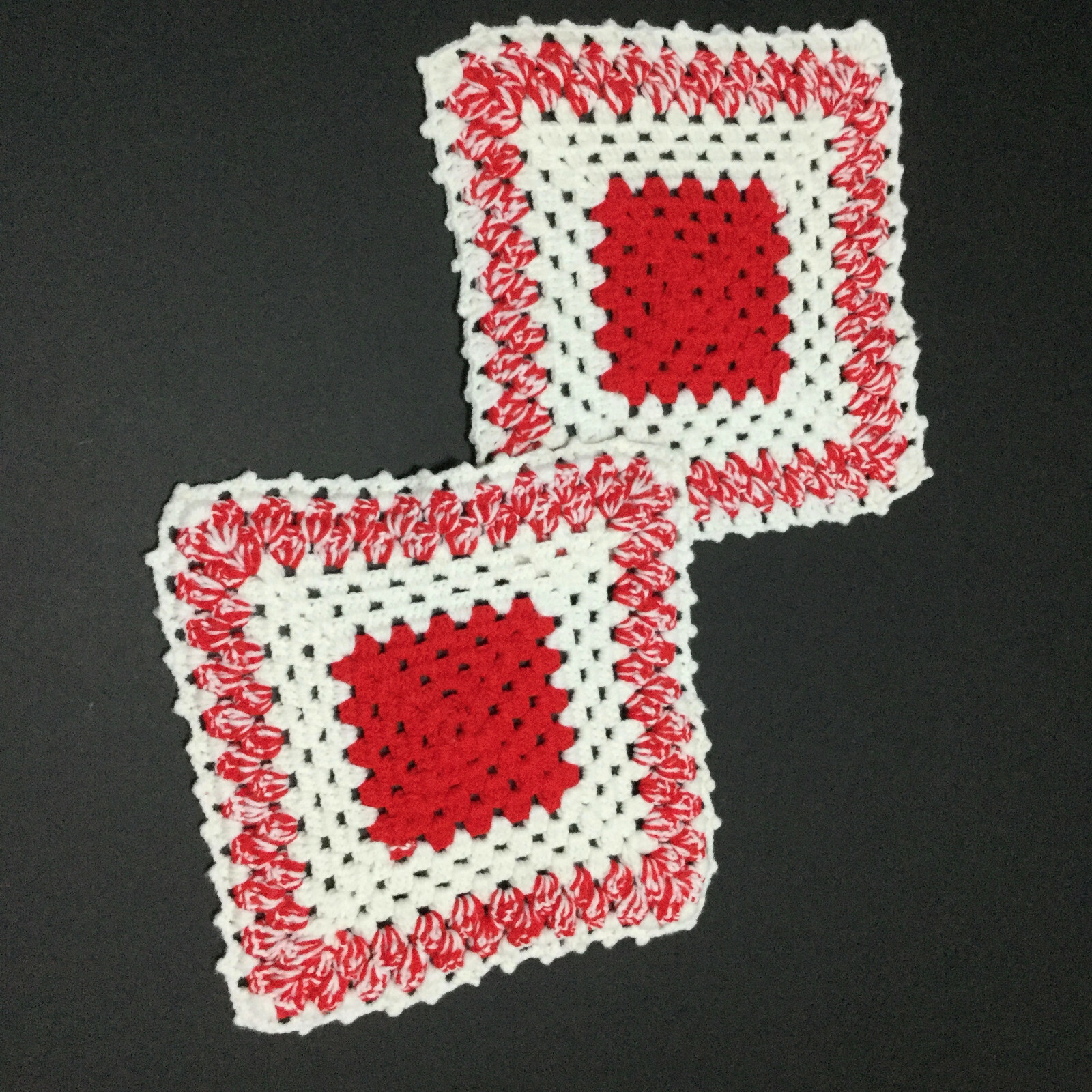 Vintage 80s Crocheted Trivets Hot Pads Lot of 2 Red and White eBay
