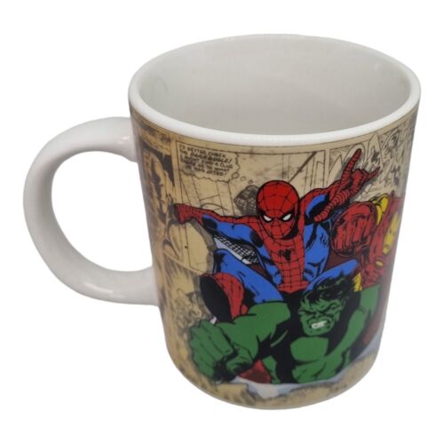 Tasse publicitaire Marvel Superheroes Hulk Spider Man fer café rétro maison années 2000 - Photo 1/7