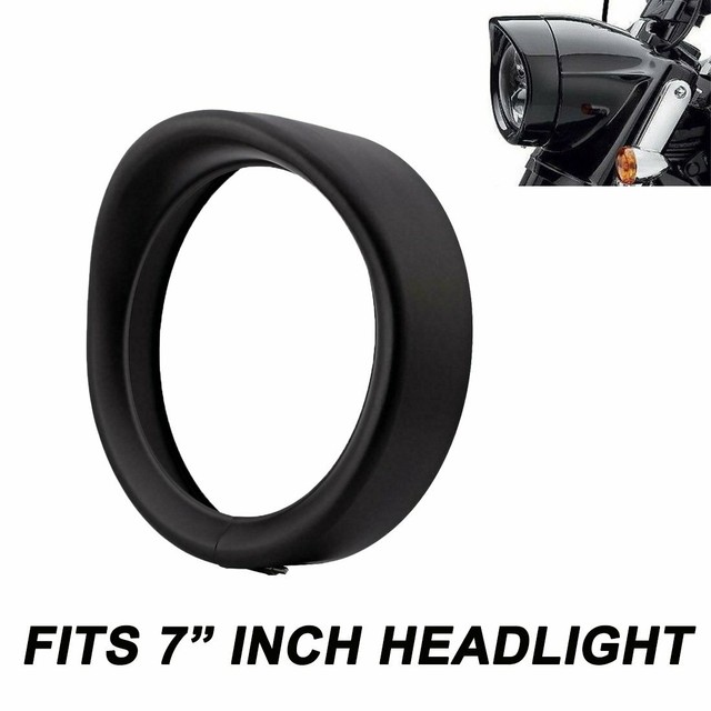 Black 7" Headlight Trim Ring Visor For Harley Davidson FLD Touring Road