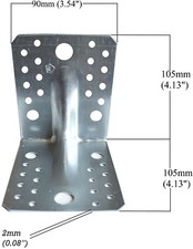 Heavy Duty 2mm Thick Zinc Plated Reinforced Corner Angle Bracket Galvanised