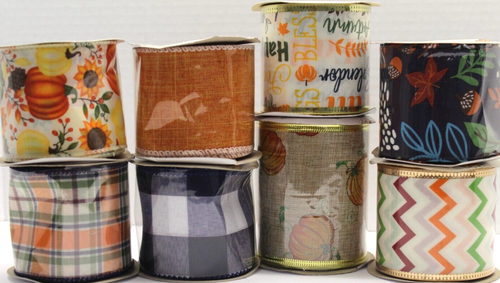 8 Pk Ribbon 3 yard/ 9 Ft assorted Patterns - 第 1/4 張圖片