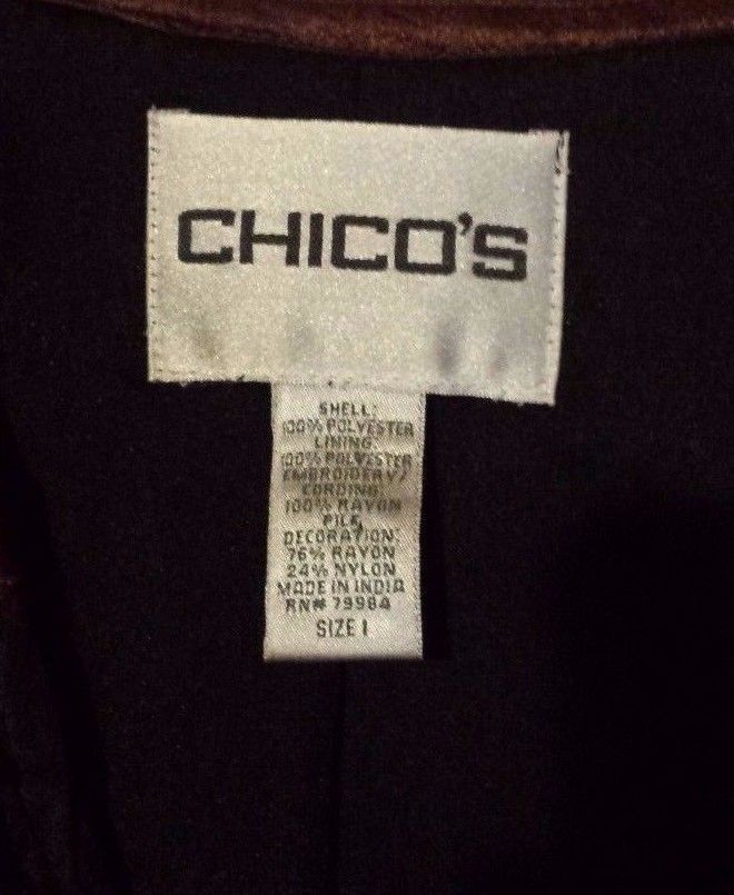 Vintage Chico's Blazer Open Front Patchwork Multi… - image 5