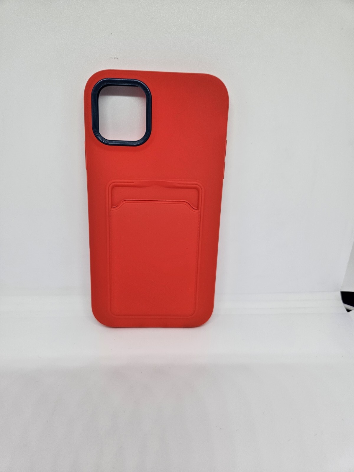 card holder case slim fit compatible with iphone 11promax red  soft tpu-image