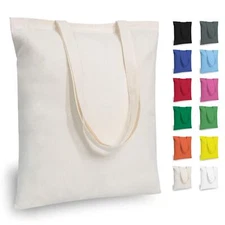 5 | 12 | 24 | 48 | 192 Pack Economical Cotton Tote Bag Lightweight Medium Reusab