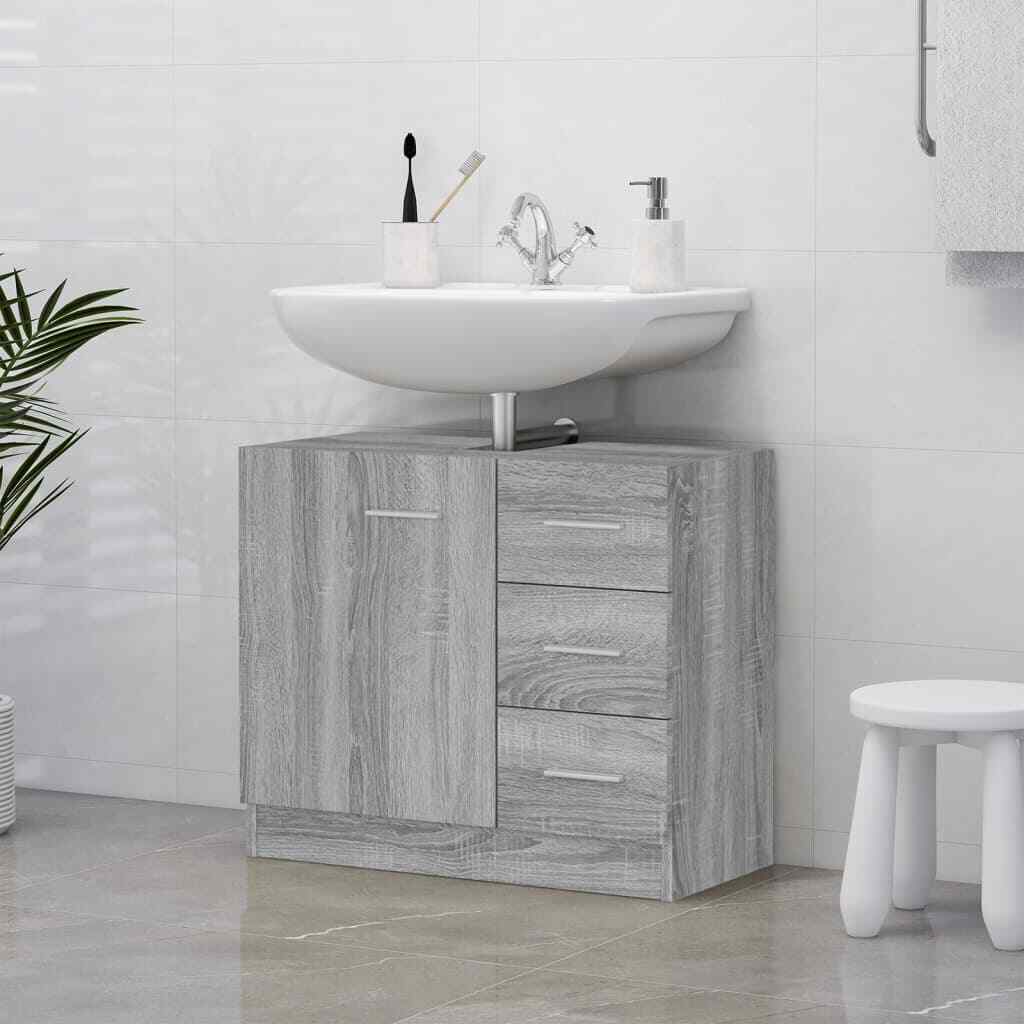 Sink Cabinet Grey Sonoma 63x30x54 cm Engineered Wood vidaXL
