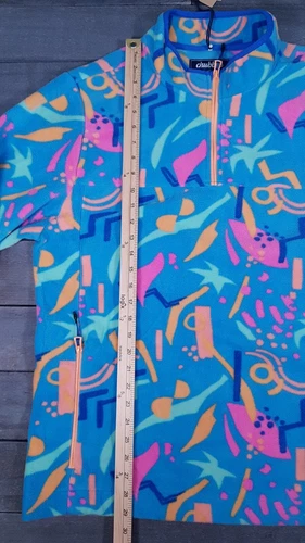 CHUBBIES The Apres Party 1/4 Zip Fleece Sweater Jacket Mens Size 2XL Blue Pink image 8