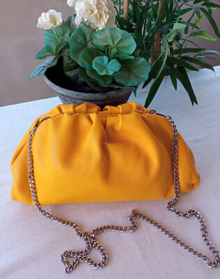 Tasche Pochette Pasticcino Echtleder Made in Italy Italienische Mode gelb