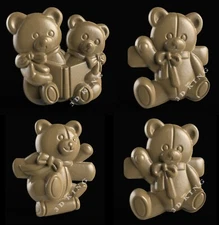 4 Pcs 3D STL Model TEDDY BEAR for CNC Router Aspire Artcam Engraver ASPIRE 