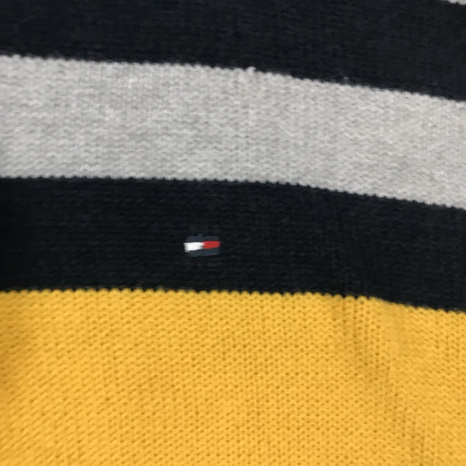 Suéter masculino Tommy Hilfiger XL 20 listrado azul 1/4 zíper manga comprida pulôver - Imagem 2 de 4