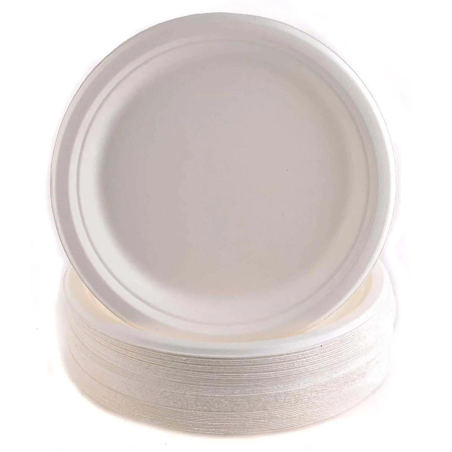 10" Round Compostable Natural Sugarcane Bagasse Biodegradable Plate Microwavable - Picture 1 of 8