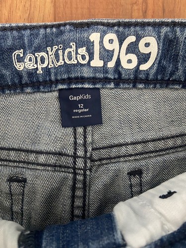 Gap Kids 1969 GapKids Girls Boys Unisex Sz 12 Bootcut Stretch Distressed Jeans - Picture 3 of 7