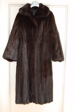 New Long Dark Driclor Mink Coat With Side Pockets Size 10-12 D H Evans/ Harrods