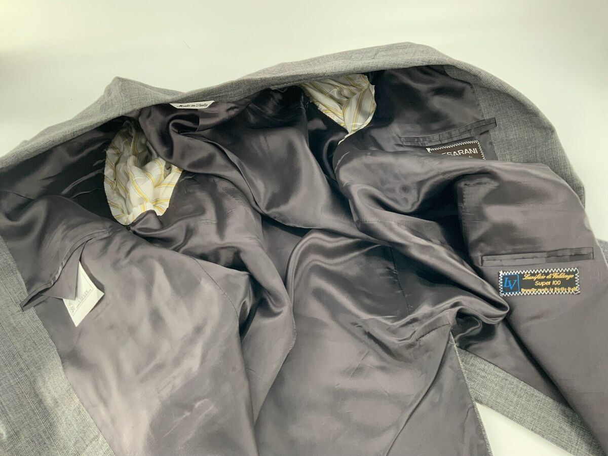 Cesarani Super 100 Suit 46R Gray Glen Plaid 2B 1V 36x28 Cesarani Super 100 Suit 46R Gray Glen Plaid 2B 1V 36x28