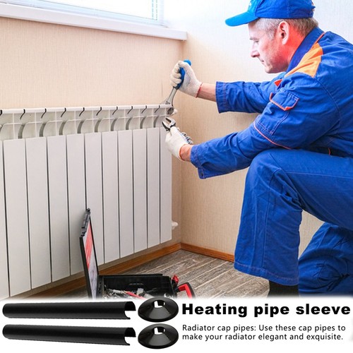 2 pk Pipes Radiator Pipe Covers sleeve 15mm Collars Cut Fit Bathroom Chrome - Picture 12 of 15