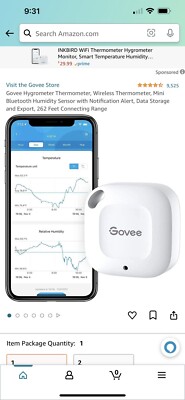 Govee Hygrometer Thermometer, Wireless Thermometer, Mini Bluetooth Humidity S...