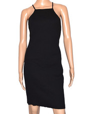 NWT ZARA Black Spaghetti Strap Cross Back Stretch Bodycon Dress Size S