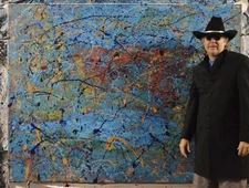 Pollock/Richter style Professional Painting 81” X 62”(6ft 9in)Abstract Modern XL