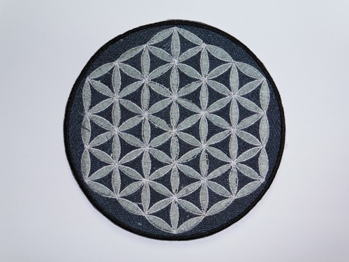 Round Sew On Patch Nepalese Embroidered 15.4cm Flower of Life - Various Colours - Picture 2 of 22