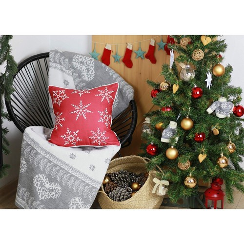 Set Of Two Red 18 Christmas Snowflakes Throw Pillow Covers - Bild 4 von 6