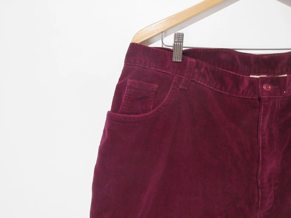 Sz 22W St John's Bay Womens Maroon Stretch Corduroy Pants Jeans 40X29 EXCELLENT - Image 2 of 4