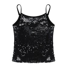 Kids Girls Sparkly Sequin Camisole Hip Hop Jazz Dance Tank Tops Dancewear