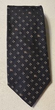 Burberry London Silk Tie 3.75 x 58 Dark Gray Geometric Wide Classic Designer