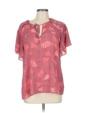 H By Halston Women Pink Short Sleeve Blouse L