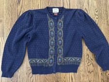 Vintage Susan Bristol 1980  s Hand Embroidered Preppy Romantic Sweater M